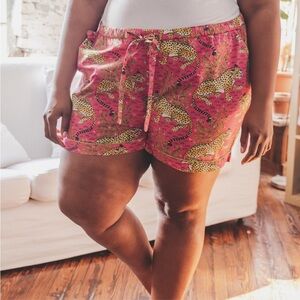 Printfresh Bagheera Sleep Shorts Hot Pink Leopard Print Size 2X